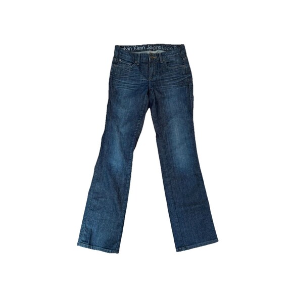 Women's Calvin Klein Lean Bootcut Dark Wash Stretch Blue Jeans Size 2 / 26 - Picture 1 of 12